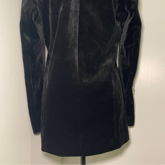 Nadine Merabi- Davina Black Blazer Satin Velvet Embellished Size 6 Evening - Picture 14 of 16